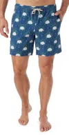 Fair Harbor X White Lotus Bayberry Swim Shorts 7 Navy White Lotus In Navy White Lotus