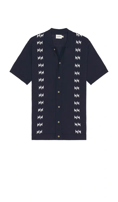 Fair Harbor X White Lotus The Sewool Sweater Shirt In 海军蓝 Shibori 条纹