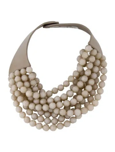 Pre-owned Fairchild Baldwin Bead & Leather Bella Collar Necklace, 18" In Multi