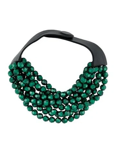 Pre-owned Fairchild Baldwin Bead & Leather Collar Multistrand Necklace, 16"