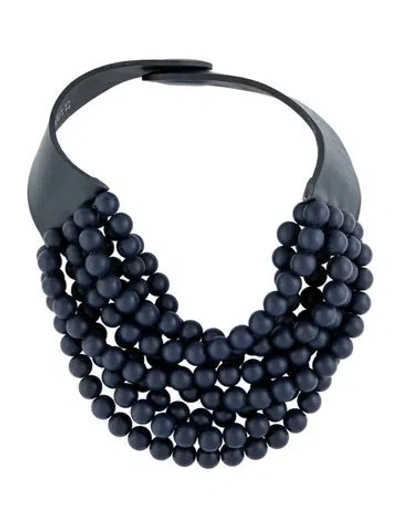 Pre-owned Fairchild Baldwin Bead & Leather Multistrand Collar Necklace
