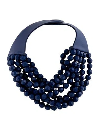 Pre-owned Fairchild Baldwin Bead & Leather Multistrand Collar Necklace, 18" In Multicolor