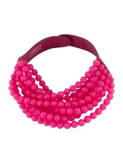 Pre-owned Fairchild Baldwin Bella Bright Pink Multistrand Collar Necklace, 18"