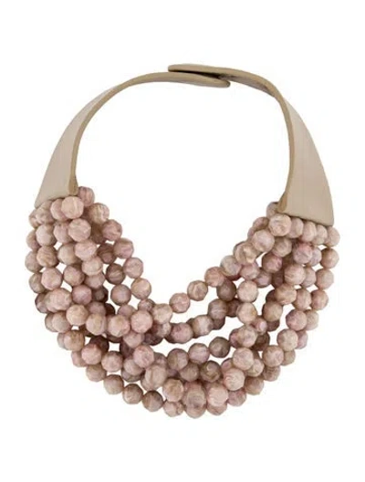 Pre-owned Fairchild Baldwin Leather & Bead Bella Collar Necklace, 18" In Multi
