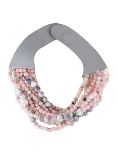 Pre-owned Fairchild Baldwin Leather & Bead Bella Collar Necklace, 18.5" In Multi