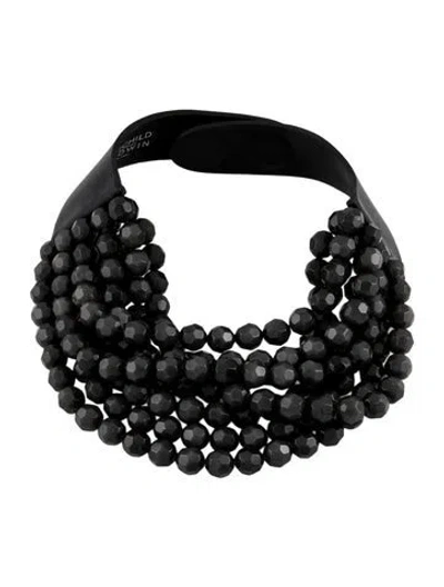 Pre-owned Fairchild Baldwin Leather & Bead Bella Multistrand Collar Necklace, 18.25"