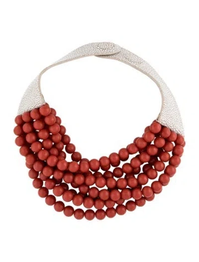 Pre-owned Fairchild Baldwin Leather & Bead Bella Multistrand Necklace, 18"