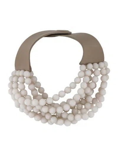 Pre-owned Fairchild Baldwin Leather & Bead Multistrand Collar Necklace, 18"