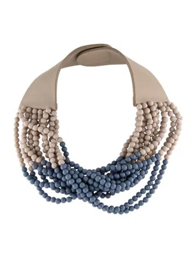 Pre-owned Fairchild Baldwin Leather & Bead Multistrand Necklace, 7.25"