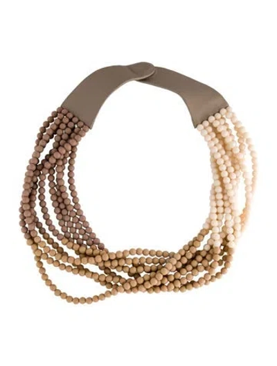 Pre-owned Fairchild Baldwin Leather & Resin Bead Multistrand Long Necklace, 27"