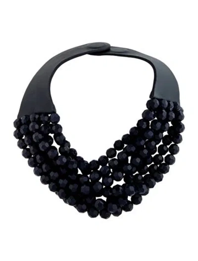 Pre-owned Fairchild Baldwin Leather And Resin Beaded Multistrand Necklace, 18.5" In Blue