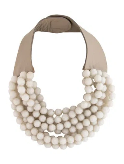 Pre-owned Fairchild Baldwin Leather And Resin Multi Strand Collar Necklace, 18.5" In Multicolor