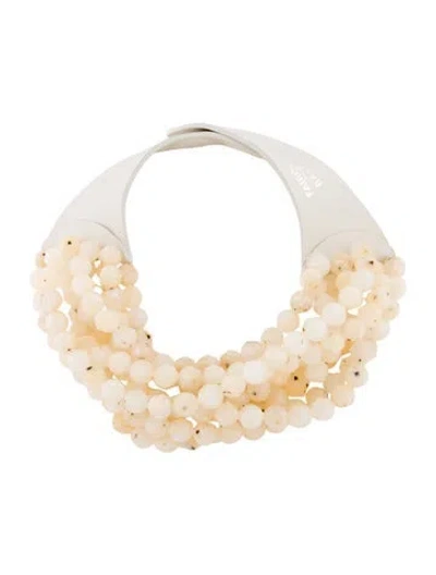 Pre-owned Fairchild Baldwin Medium Bella Marble Stone Necklace, 18" In White