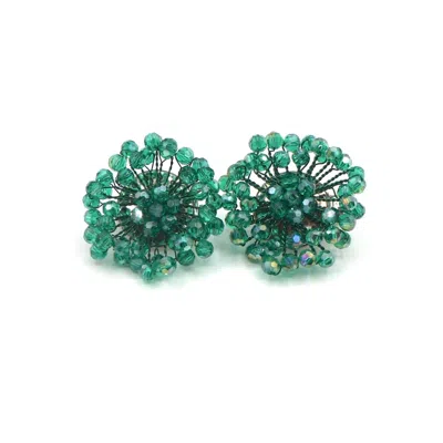 Fairchild Baldwin Women's Green Button Earrings Emerald