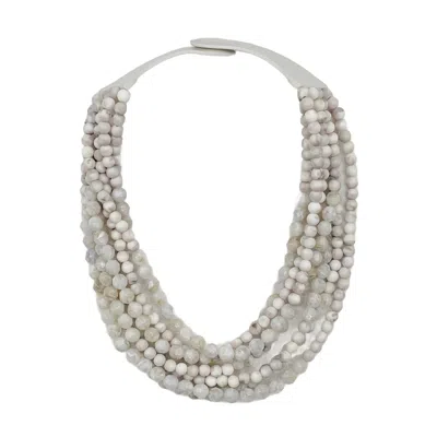Fairchild Baldwin Women's Grey / White Helena Marble Stone Necklace In Grey/white