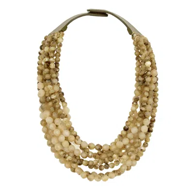 Fairchild Baldwin Women's Neutrals Helena Marble Khaki Necklace In Yellow