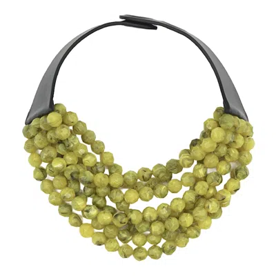 Fairchild Baldwin Women's Yellow / Green Bella Marble Pisello On Nero Necklace In Yellow/green