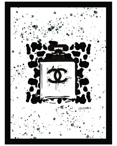 Fairchild Paris Chanel Bottle Animal Print Framed Print In Black