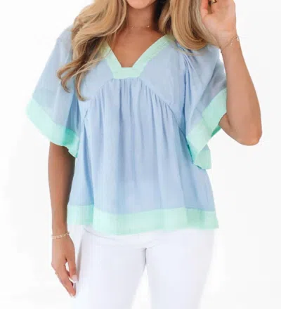Faire Color Block Top In Powder Blue/mint Green