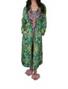 Faire Floral Reversible Robe In Green In Green
