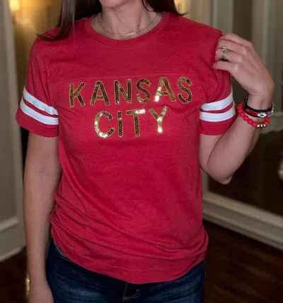 Faire Kc Sparkle Varsity Tee In Red