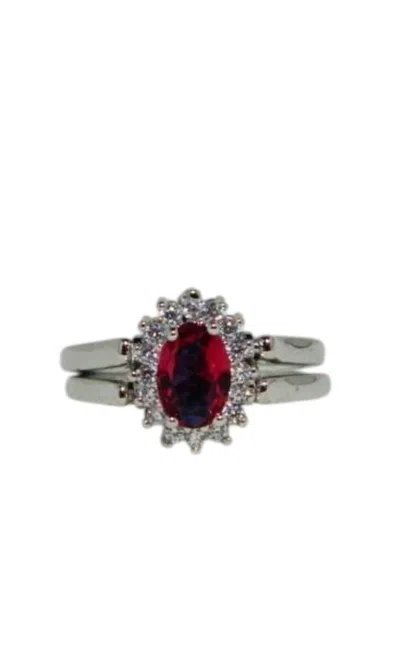 Faire Sapphire/ruby Reversible Rhodium Plated Ring In Red In Gray