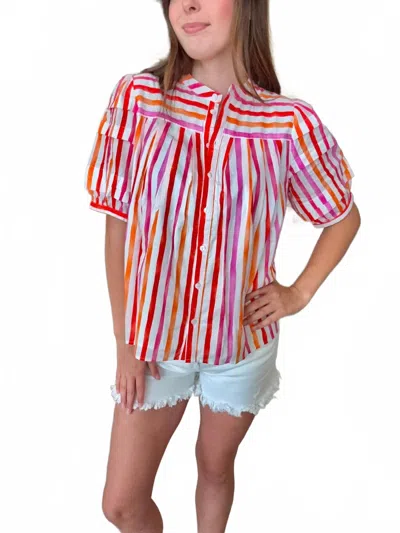 Faire Summer Lines Top In Red In Gold
