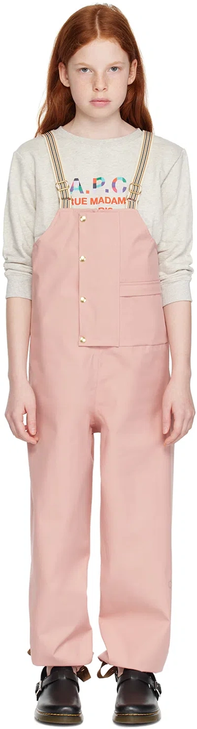 Fairechild Kids Pink Dungaree Rain Pants In Crabapple