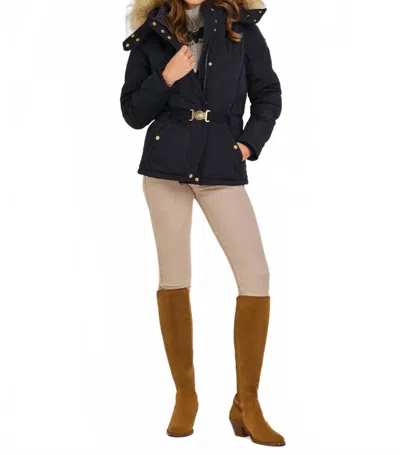 Fairfax & Favor Charlotte Padded Hooded Jacket In Navy Blue