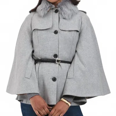 Fairfax & Favor Sienna Button Down Collared Cape In Grey In Gray