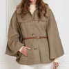 Fairfax & Favor Sienna Button Down Collared Cape In Taupe In Gray