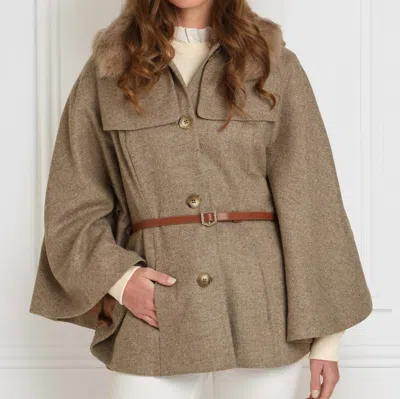 Fairfax & Favor Sienna Button Down Collared Cape In Taupe In Gray