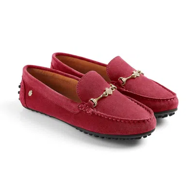 Fairfax & Favor Women's Trinity Driver Loafers In Cherry Suede In Multi
