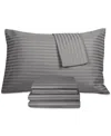 Fairfield Square Collection Brookline 1400 Thread Count 6 Pc. Sheet Set, Queen, Exclusively At Macy's In Grey Stripe