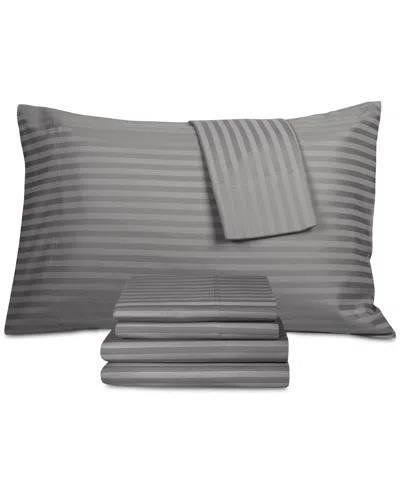 Fairfield Square Collection Brookline 1400 Thread Count 6 Pc. Sheet Set, King, Created For Macy's In Grey Stripe