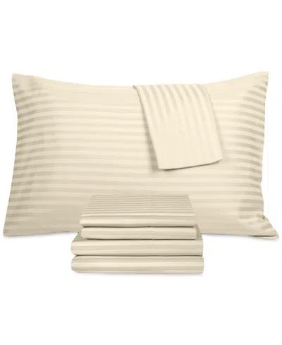 Fairfield Square Collection Brookline 1400 Thread Count 6 Pc. Sheet Set, King, Created For Macy's In Ivory Stripe