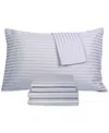 Fairfield Square Collection Brookline 1400 Thread Count 6 Pc. Sheet Set, California King, Exclusively At Macy's In Sky Blue Stripe