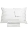 Fairfield Square Collection Brookline 1400 Thread Count 6 Pc. Sheet Set, Queen, Exclusively At Macy's In White Stripe