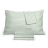 Fairfield Square Collection Brookline 1400 Thread Count 6 Pc. Sheet Set, Queen, Exclusively At Macy's In Seaglass Stripe