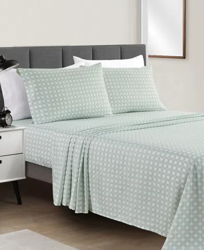 Fairfield Square Collection Sunham Microfiber Easy Care Printed 4-pc. Sheet Set, California King In Sage Interlocking
