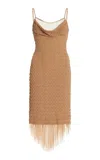 Fait Par Foutch Emeline Textured Knit Nylon Midi Dress In Brown