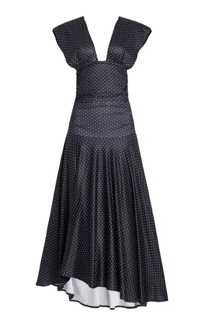 Fait Par Foutch Exclusive Charlotte Polka-dot Cotton-blend Dress In Black