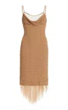Fait Par Foutch Exclusive Emeline Textured-knit Nylon Midi Dress In Brown