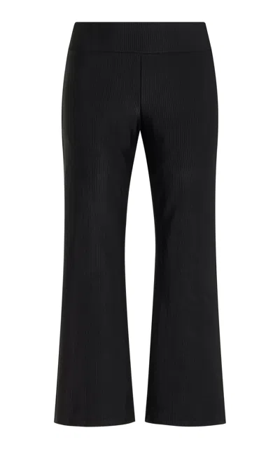 Fait Par Foutch Marie Flared Ribbed-knit Nylon Capri Pants In Black