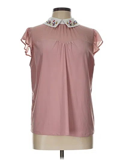 Pre-owned Faith And Joy Short Sleeve Blouse In Pink