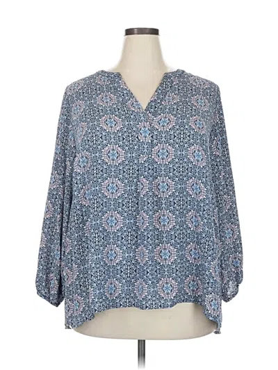 Pre-owned Faith And Zoe 3/4 Sleeve Blouse In Blue
