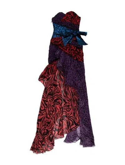 Pre-owned Faith Connexion Animal Print Long Dress In Red