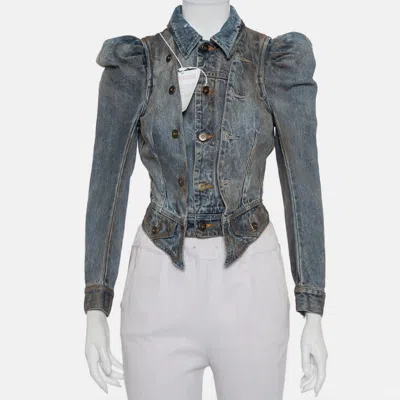 Faith Connexion Blue Denim Muddy Distressed Victorian Jacket