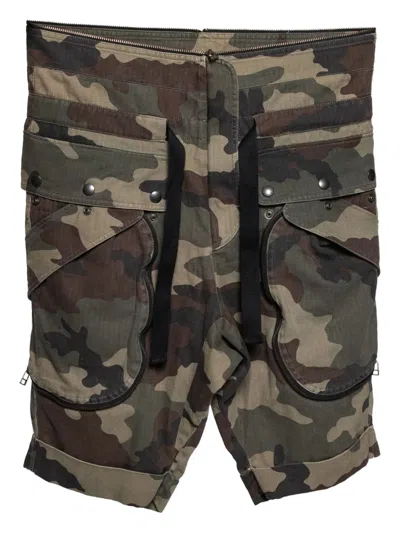 Pre-owned Faith Connexion Camouflage Cargo Shorts In Green