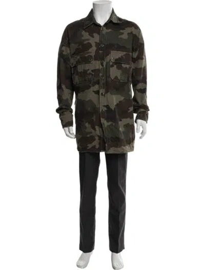 Pre-owned Faith Connexion Camouflage Print Long Sleeve Shirt In Green
